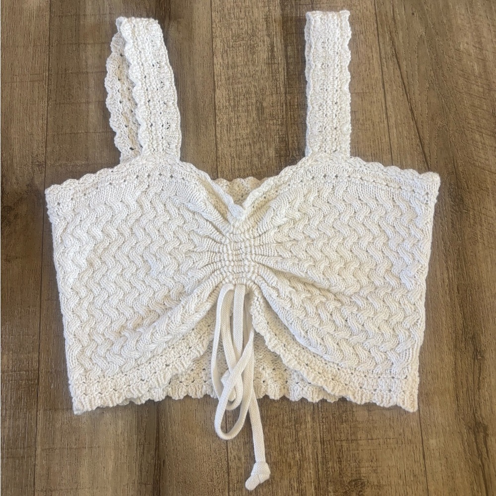 Hollister White Crochet Tie up Tank Top- Size XS